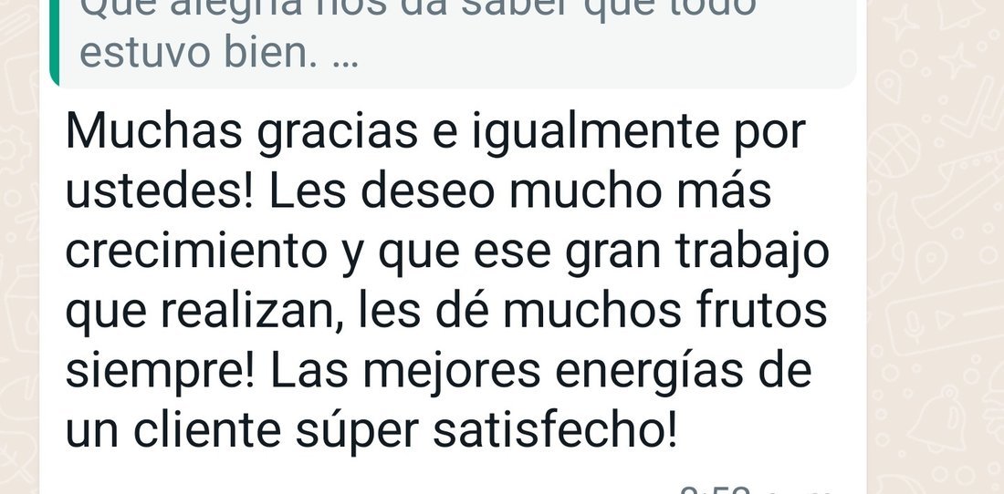 Captura real de WhatsApp: reseña de Andrés F.